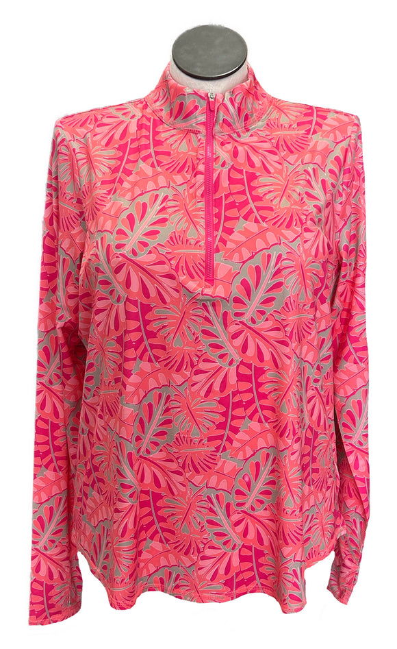 Jofit Magenta & Coral Foliage Women's Golf Pullover Size XXL MSP $103