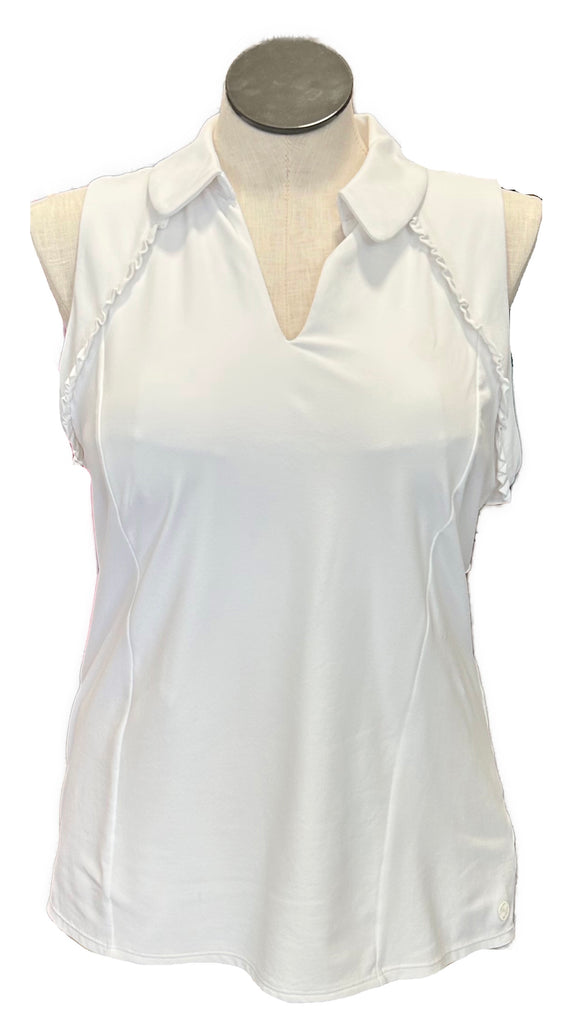 Lilly Pulitzer Luxletic Ruffled Solid Sleeveless Golf Polo Size XL MSP $118