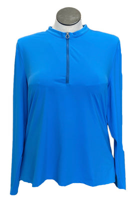 Kinona Blue & White1/4 Zip Mock Women's Golf Pullover Size XXL MSP $124