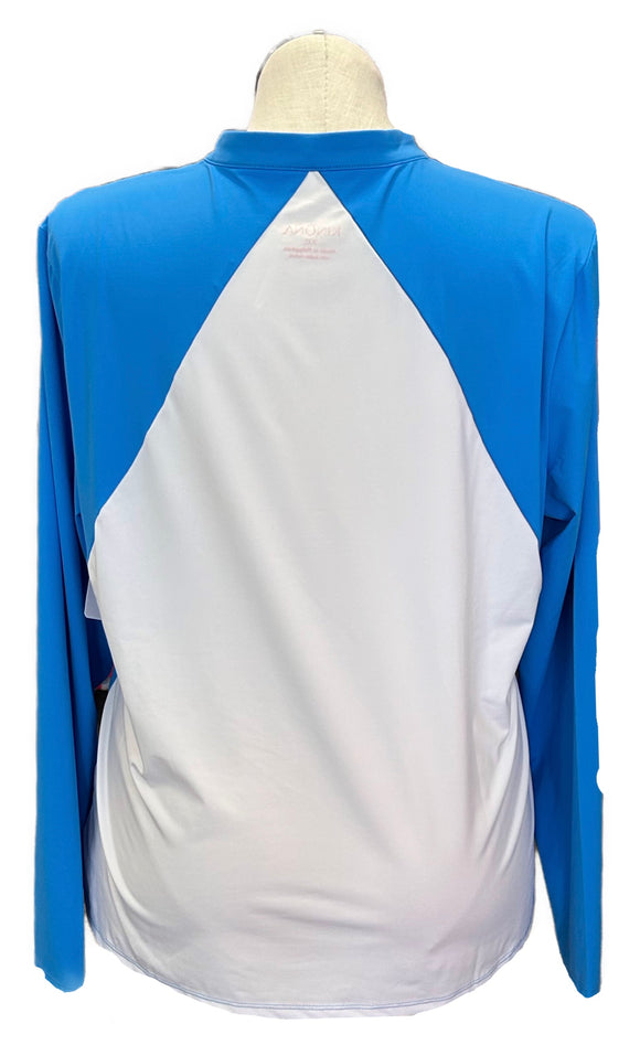 Kinona Blue & White1/4 Zip Mock Women's Golf Pullover Size XXL MSP $124