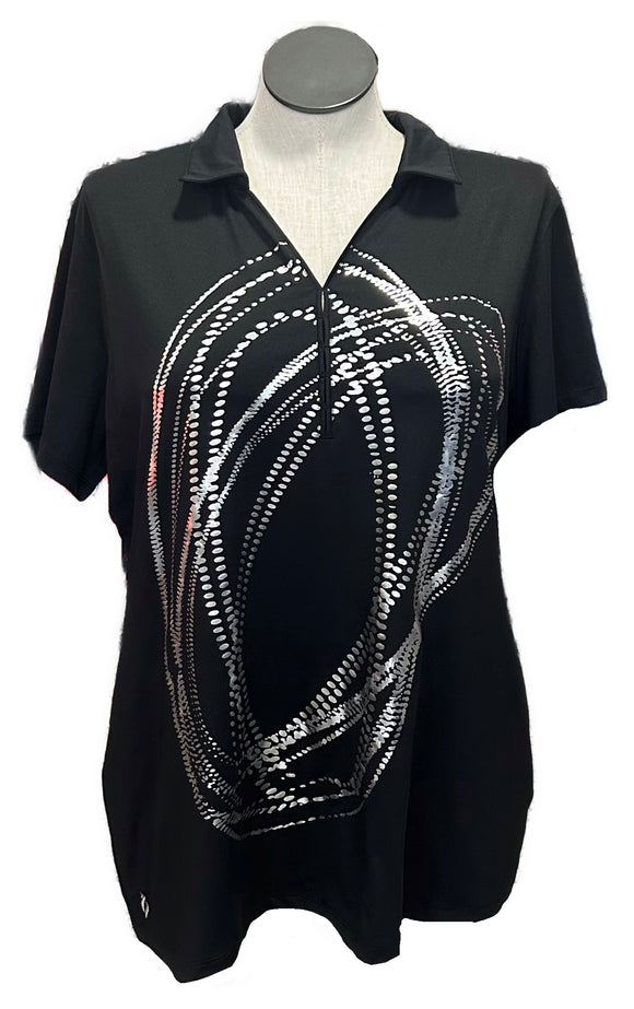 Lopex Women's Black & Silver Golf Polo Size 2X MP$79
