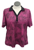 Monterey Club Pink & Black Snakeskin Print Golf Top Size XXL-1