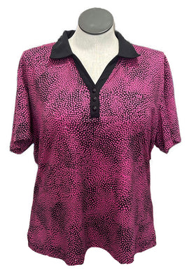 Monterey Club Pink & Black Snakeskin Print Golf Top Size XXL