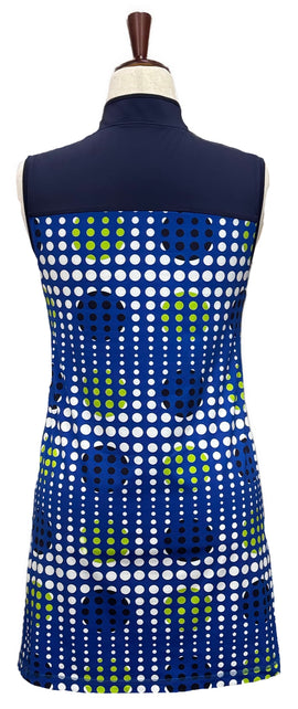 Kinona Navy, White & Green Polka Dot Women's Golf Dress Size M - 0