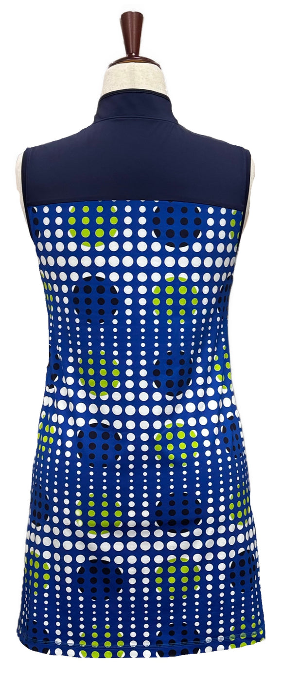 Kinona Navy, White & Green Polka Dot Women's Golf Dress Size M