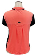 Jamie Sadock Coral & Black Women's Short Sleeve Golf Top Size M-2