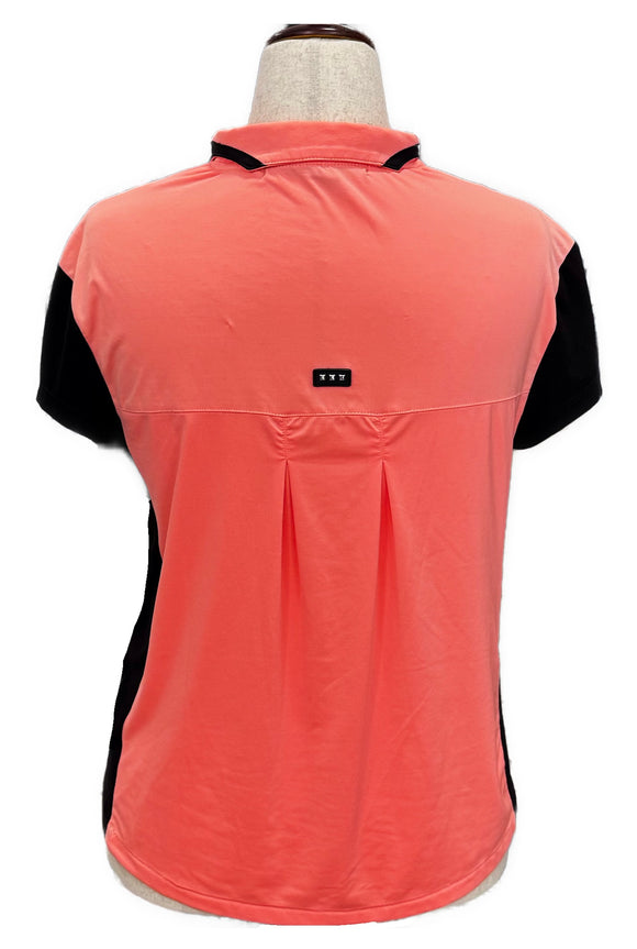 Jamie Sadock Coral & Black Women's Short Sleeve Golf Top Size M
