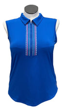 New Jofit Blue Sleeveless Women's Golf Polo w/Placket Accent Size L MSP$90-1