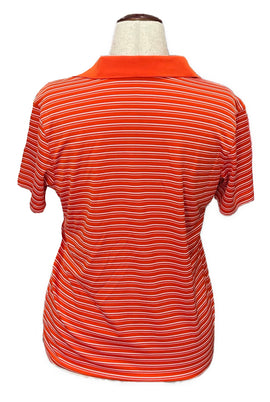 Holloway Dark Orange & White Striped Ladies Golf Polo Size L - 0