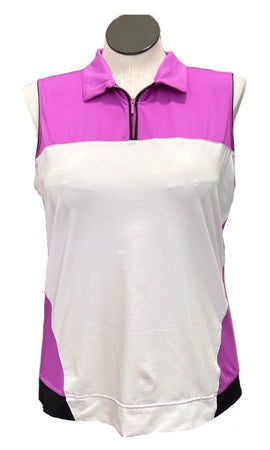 Lady Hagen Purple & White Colorblock Women's Sleeveless Golf Top Size XL