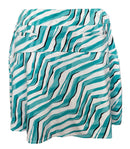 Tail Teal, Black & White Wavy Striped Women's Pull-on Golf Skort Size XL-2