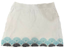 Bermuda Sands White Pull-on Golf Skort w/Floral Fan Trim Size L-1