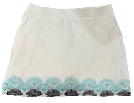 Bermuda Sands White Pull-on Golf Skort w/Floral Fan Trim Size L