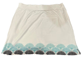 Bermuda Sands White Pull-on Golf Skort w/Floral Fan Trim Size L - 0