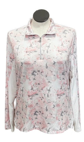 Kate Lord Light Pink & Gray Patterned Women's Golf Pullover w/Logo Size XL