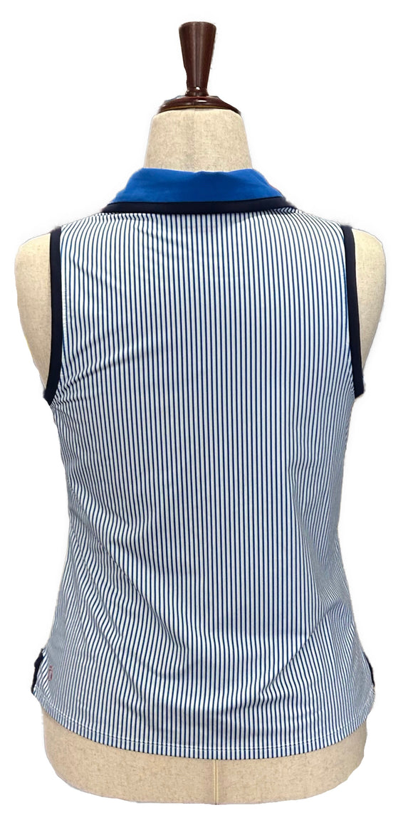 Kinona Blue & White Patterned Women's Sleeveless Golf Top Size S