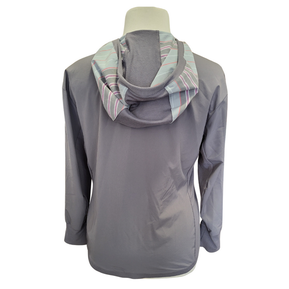 Adidas Climacool Full-Zip Gray Striped Women's Hooded Jacket Size L