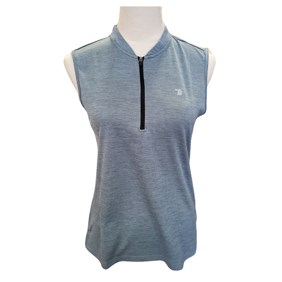 Blue Heathered Womens Sleeveless Golf Polo Size S