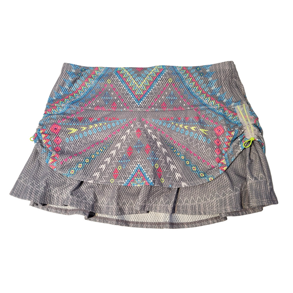 Lucky in Love Gray Printed Adjustable Layered Short Skort Size L MSP$96