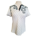 Callaway White w/ Black Cross-Stitch Print Women's Golf Polo Size M-3