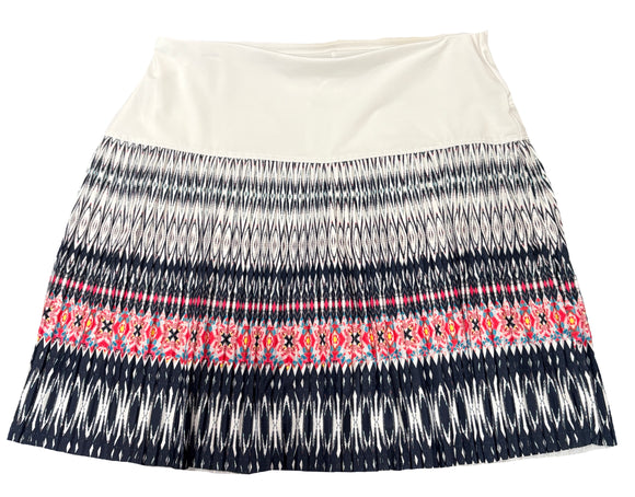Lucky in Love White, Navy & Pink Micro Pleated Women's Golf Skort Size M