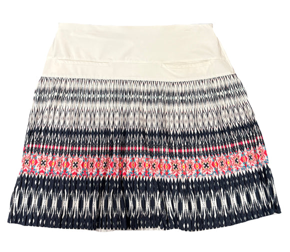 Lucky in Love White, Navy & Pink Micro Pleated Women's Golf Skort Size M