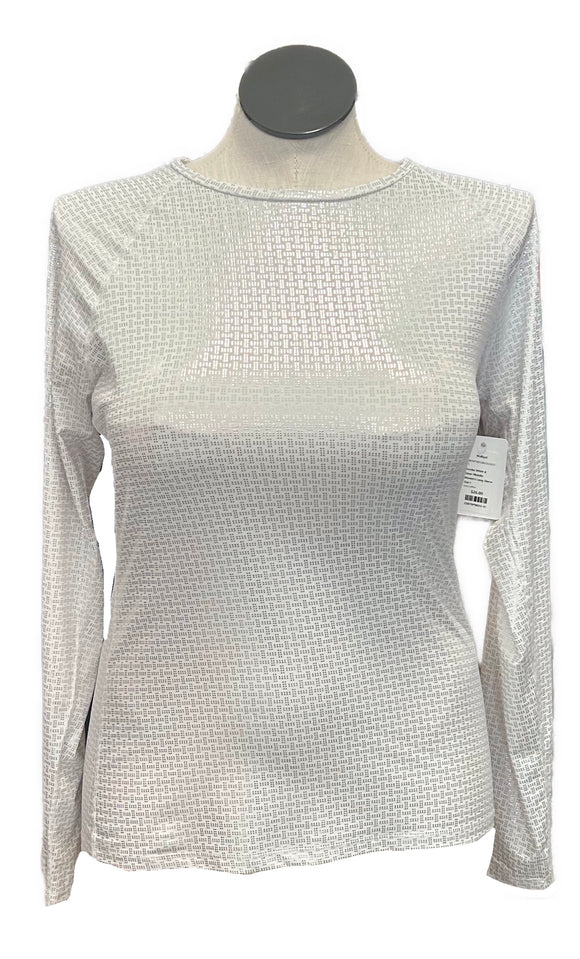 Annika White & Silver Metallic Women's Long Sleeve Size XL