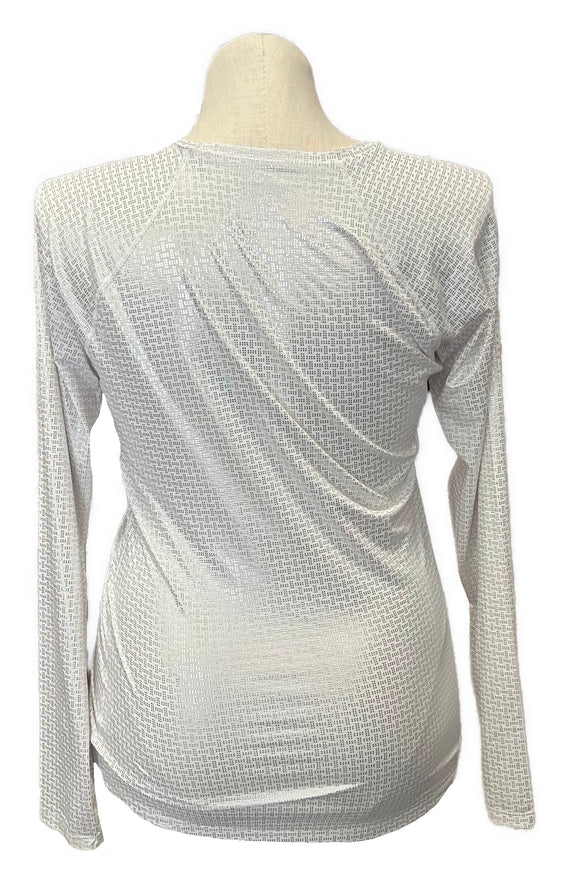 Annika White & Silver Metallic Women's Long Sleeve Size XL