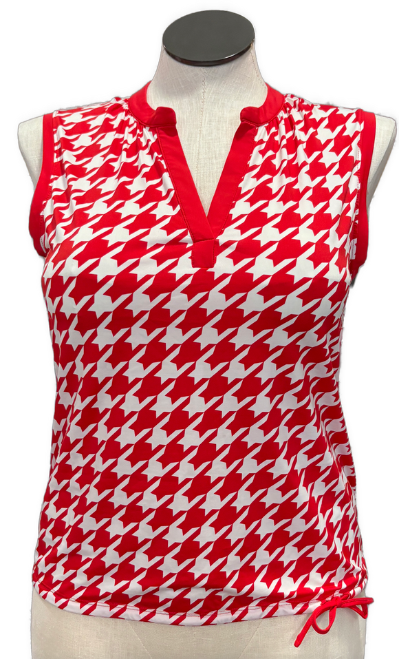 NEW Kinona Hana Smolder Red & White Sleeveless Golf Top size M MSP$109