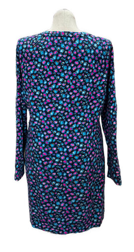 Lilly Pulitzer Navy & Pink Cheetah Patterned Women's Long Sleeve Dress Size XL - 0