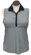 Lady Hagen Navy & Mint Striped Women's Sleeveless Golf Top Size XL-1