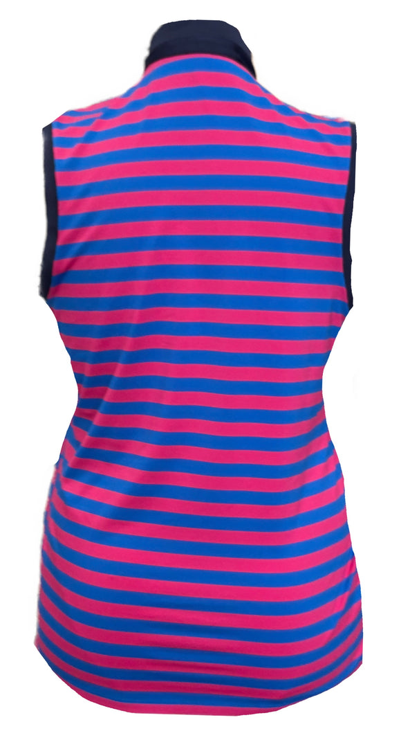 Ralph Lauren Magenta & Royal Striped Sleeveless Golf Top Size L