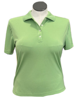 Pebble Beach Performance Spring Green Grid Women's Polo Size L