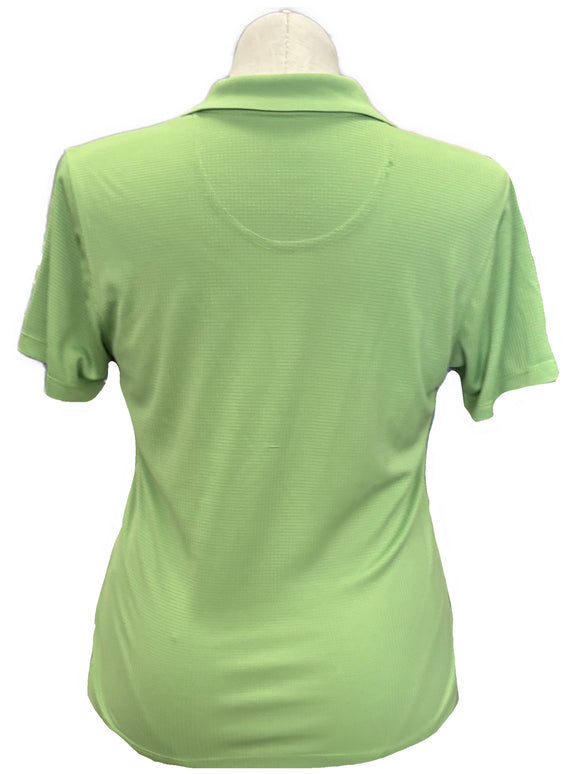 Pebble Beach Performance Spring Green Grid Women's Polo Size L