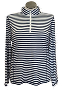 Izod Golf Navy & White Striped 1/4 Zip Long Sleeve Pullover Size XL-1