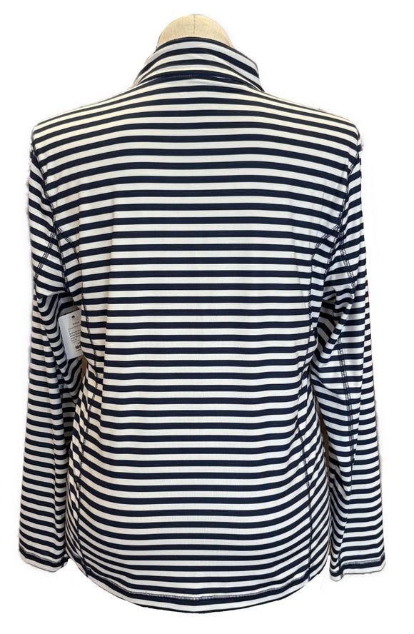 Izod Golf Navy & White Striped 1/4 Zip Long Sleeve Pullover Size XL