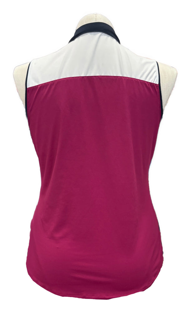 Lady Hagen 1/4 Zip Mock Neck Colorblock Sleeveless Golf Top MSP$40