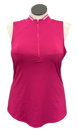 Jofit Dark Pink Sleeveless 1/4 Zip Funnel Top Size L