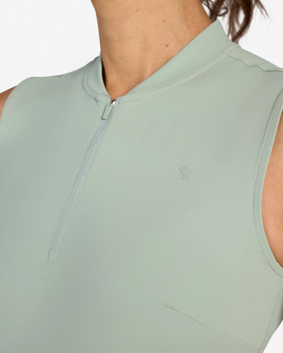 New Bad Birdie Women's Blade Sleeveless Golf Polo - Washed Sage