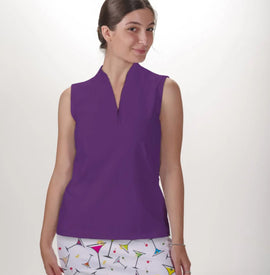 New Skort Obsession Women's Purple Sleeveless Quarter Zip Top