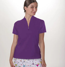New Skort Obsession Women's Purple Polo Quarter Zip Top