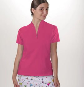 New Skort Obsession Women's Pink Polo Quarter Zip Top