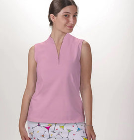 New Skort Obsession Women's Light Pink Sleeveless Quarter Zip Top