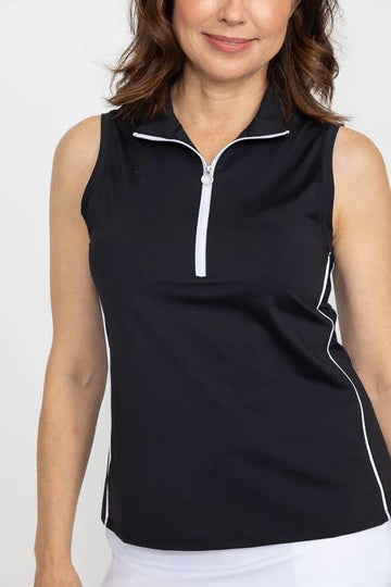 New Kinona Keep it Covered Black Sleeveless Golf Polo Size XS MSP$118