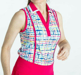 New Kinona Shape Shifter Sleeveless Golf Top - Blurred Lines Size XS