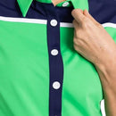 New Kinona Button Up Beauty Short Sleeve Golf Top Green/Navy Size S MSP$119-3