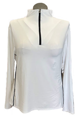 Kinona White Golf Funnel Pullover w/ Black Zip Size XL MSP $124