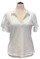 New Tuckernuck White Puff Sleeve Women's Golf Top Size M MSP$128-1