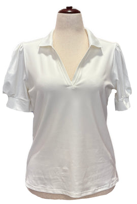 New Tuckernuck White Puff Sleeve Women's Golf Top Size M MSP$128