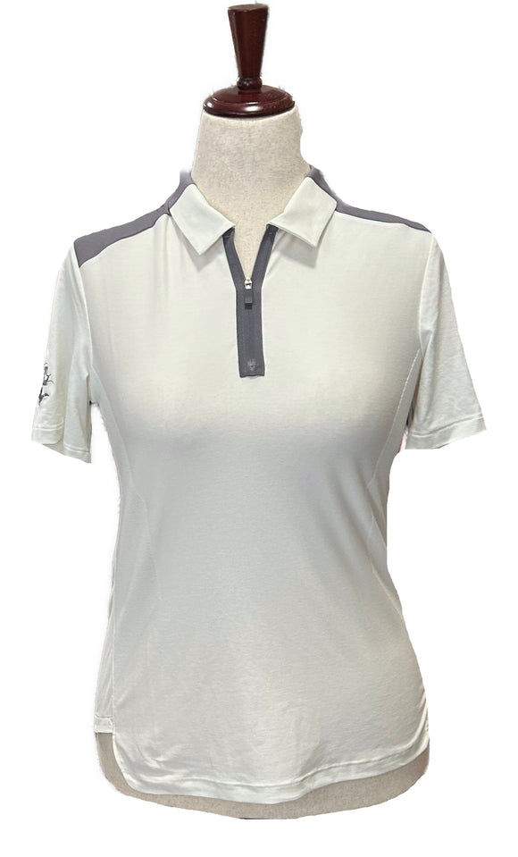 Nike White & Gray Colorblock Women's Short Sleeve Top w/Logo Size S